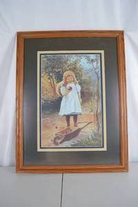 lot 458 image: Framed Print of Girl with Apple by Jenny Nystrom, 28x22 Inch