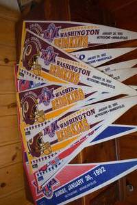 lot 255 image: Super Bowl XXVI Pennants - Washington Redskins & Buffalo Bills, 1992