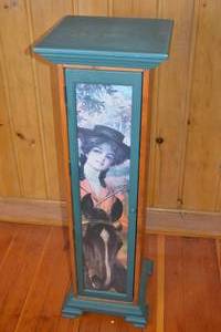 lot 272 image: Tall accent cabinet with equestrian motif, 47 in high