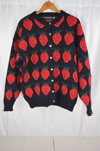 lot 280 image: Kerstin Adolphson Strawberry Pattern Cardigan Sweater Size M