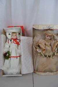 lot 317 image: Victorian Porcelain Christmas Doll Lot with Angel Collectible
