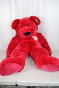 lot 336 image: Ty Beanie Buddy Large Red Teddy Bear with Heart and Tag
