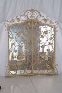lot 374 image: Large Ornate Metal and Glass Wall Mirror with Scrolled Frame