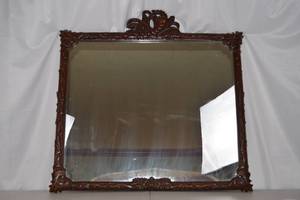 lot 376 image: Antique Ornate Carved Wood Wall Mirror