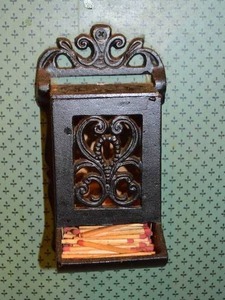 lot 377 image: Antique Cast Iron Wall-Mount Match Holder
