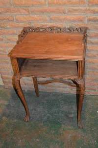 lot 379 image: Vintage Ornate Carved Wood Side Table with Claw Feet