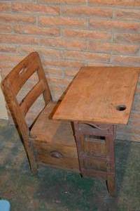 lot 380 image: Vintage School Desk With Drawer