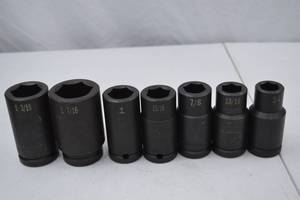 lot 1 image: Hand Tool Lot - 7-Piece SAE 34 drive Impact Socket Set (SK)