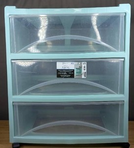 lot 159 image: Blue Plastic Storage Drawer Cart 3 Drawer