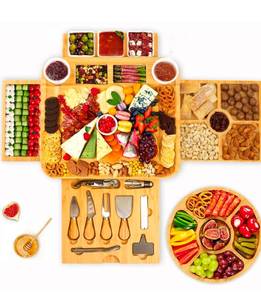 lot 162 image: Charcuterie Board Gift Set Bamboo Board with Accessories $64.99 Retail - Brand New