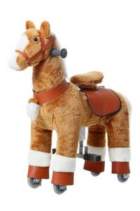 lot 171 image: Ride on Horse Toy 26 L 12 W 28 H Brown and White Horse for Children $179.99 Retail - Brand New