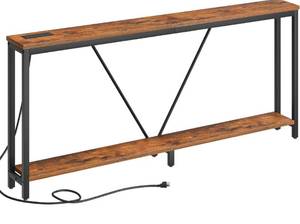 lot 192 image: 71 Extra Long Sofa Console Table with Charging Station 2 Tier $89.99 Retail - Brand New