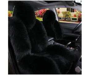 lot 203 image: Genuine Sheepskin Black Fur Car Covers Front Seats Universal $119.99 Retail - Brand New