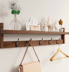 lot 209 image: 29 Long Shelf with Hooks Entryway Coat Rack $43.99 Retail - Brand New