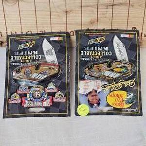 lot 57 image: Dale Earnhardt and 5oth Nascar Anniversary Fan Fueler Knives (2)As New, Old Stock