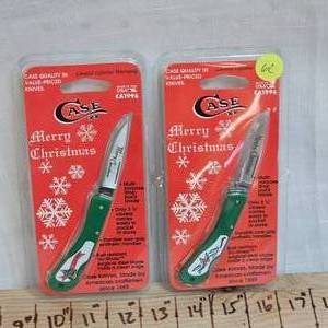 lot 62 image: 2- CASE Merry Christmas Knives