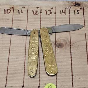 lot 200 image: Abe Lincoln and George Washington Brass Knives