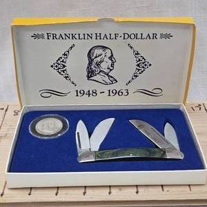 lot 204 image: Franklin Half Dollar 1948-1963 Coin and Knife Tribute