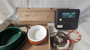 lot 166 image: Dog Lot, Heated Bowl, Food Dish, Toys, Innotek Remote Dog Trainer wManual and Case
