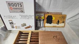 lot 157 image: Roots n Harvest Butter Kit-As New, and Legendary Steak Knife Set