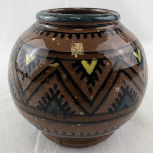 lot 19D image: Handmade Glazed Pottery Vase with Geometric Design