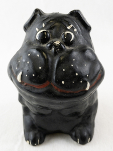 lot 27 image: Vintage Black Bulldog Figurine Chalkware Dog