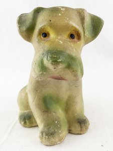 lot 28 image: Vintage Chalkware Dog Figurine with Green Highlights