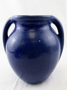 lot 37 image: Vintage Blue Art Pottery Vase with Double Handles