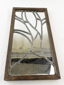 lot 73 image: Rectangular Stained Glass Style Mirror Panel with Wooden Frame