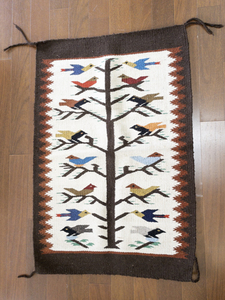 lot 78 image: Handwoven Vintage Tree of Life Tapestry Rug with Birds Motif