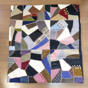 Handmade Vintage Patchwork Quilted Blanket with Embroidery