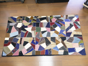 Handmade Vintage Patchwork Quilted Blanket with Embroidery