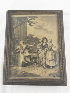 lot 91 image: Antique Wooden Jewelry Box with Mirror and Framed Art Lid