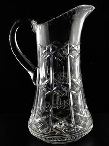 lot 119 image: Cut Crystal Water Pitcher with Geometric Pattern
