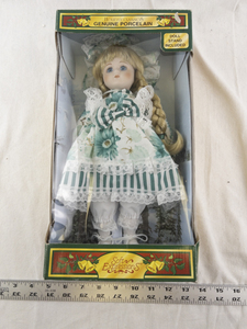 lot 140A image: Soft Expressions Genuine Porcelain Doll with Stand in Box