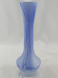 lot 165 image: Blue Satin Glass Bud Vase with Swirl Pattern