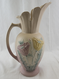 lot 168 image: Hull Pastel Pottery Pitcher with Floral Relief