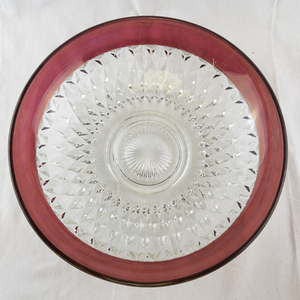 lot 200 image: Vintage Clear and Cranberry Glass Serving Bowl