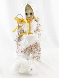 lot 145C image: Porcelain Little Bo Peep Doll with Staff and Lamb