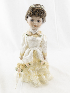 lot 145E image: Porcelain Victorian-Style Doll with Lace Dress and Veil