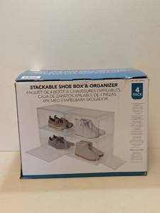 lot 22 image: STACKABLE SHOE BOX & ORGANIZER 3PK.