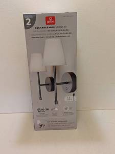 lot 28 image: NEW GLOBE RECHARGEABLE SCONCES 2PK.