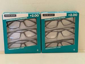 lot 75 image: (2) FOSTER GRANT 2.00 FLEXIBLE PLASTIC READERS 3PK.
