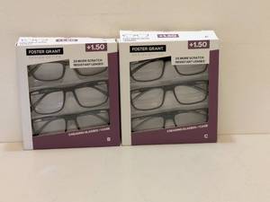 lot 78 image: (2) FOSTER GRANT 1.50 READING GLASSES 3PK.
