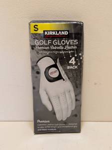 lot 95 image: KIRKLAND SIGNATURE SMALL GOLF GLOVES PREMIUM CABRETTA LEATHER 4PK.