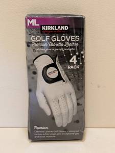 lot 96 image: KIRKLAND SIGNATURE ML GOLF GLOVES PREMIUM CABRETTA LEATHER 4PK.