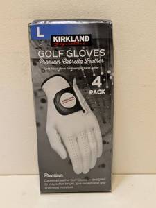 lot 97 image: KIRKLAND SIGNATURE L GOLF GLOVES PREMIUM CABRETTA LEATHER 4PK.