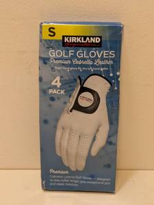 lot 98 image: KIRKLAND SIGNATURE SMALL GOLF GLOVES PREMIUM CABRETTA LEATHER 4PK.