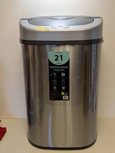 lot 104 image: NINESTARS 21 GALLON MOTION SENSOR TRASH CAN