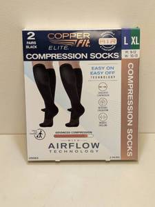 lot 55 image: COPPERFIT ELITE COMPRESSION SOCKS LARGEXL 2PK.